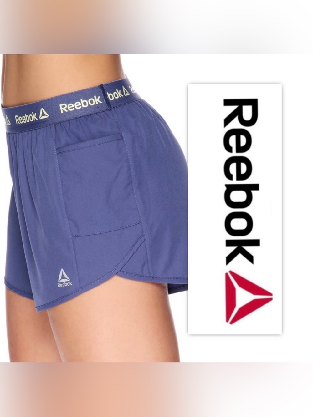 Reebok Women's Blue Indigo Fearless Running Shorts Elastic Waistband Size Large
